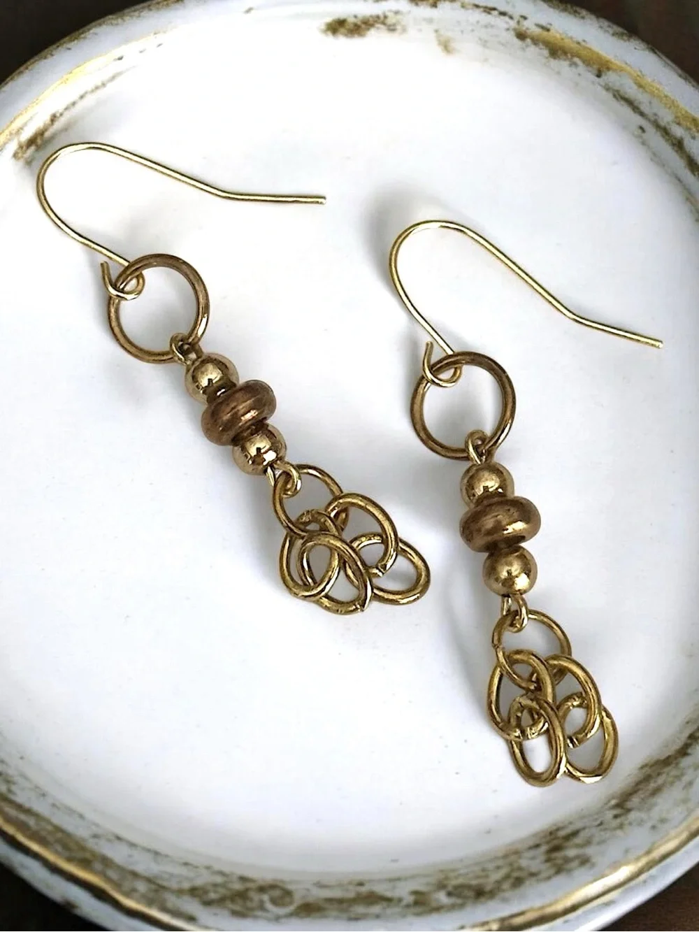 5 For $25💫Alternative Brassy Gold Beaded Ball Dangles Earrings